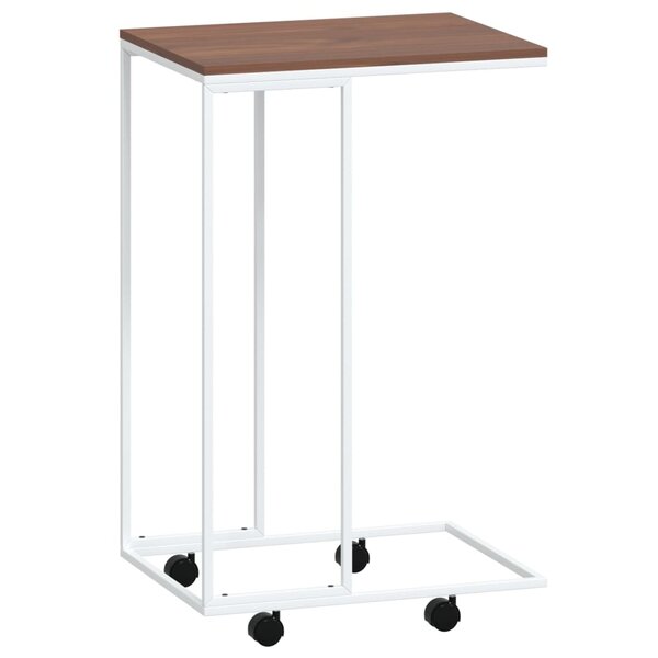 vidaXL Table d'appoint avec roues Blanc 40x30x63 5cm Bois d'ingénierie