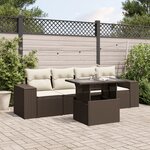 vidaXL Salon de jardin avec coussins 5 Pièces marron résine tressée
