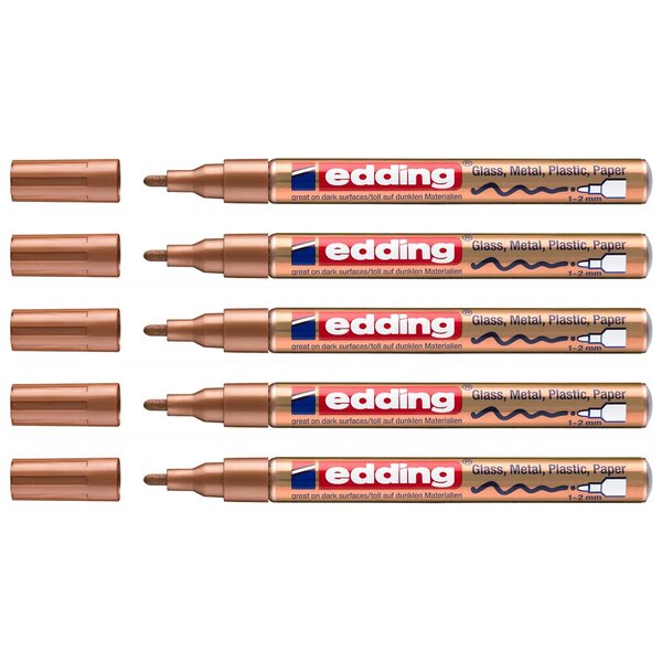 Marqueur Peinture Brillante 751 Cuivre Pointe Ronde 1-2 mm x 5 EDDING