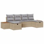 vidaXL Ensemble de canapé de jardin avec coussin 6 Pièces Beige polyrotin