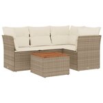 vidaXL Salon de jardin avec coussins 5 Pièces beige résine tressée