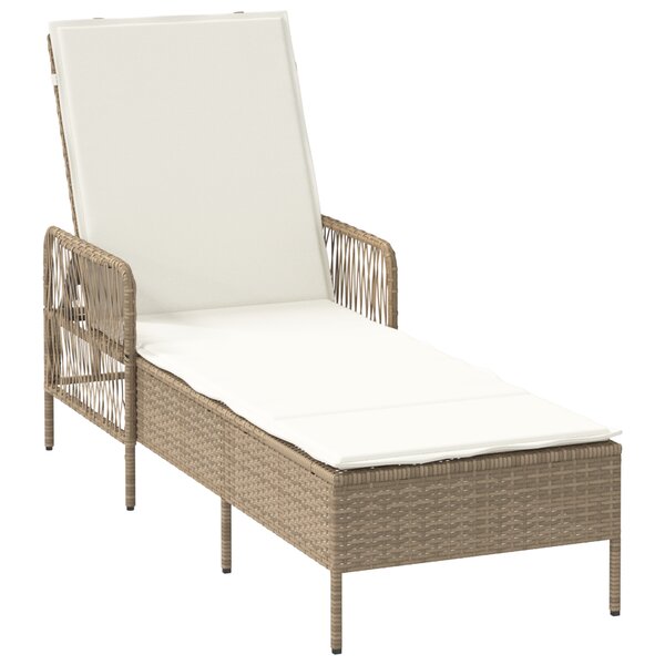 vidaXL Lounge de Soleil Beige et crème Rotin PE 157 x 55 x 92 cm Pliable