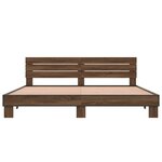 vidaXL Cadre de lit chêne marron 200x200 cm bois d'ingénierie et métal