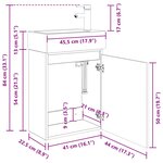 vidaXL Meuble de salle de bain avec robinet Noir 45 5 x 22 5 x 84 cm