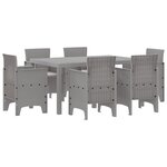 vidaXL Ensemble de salle à manger de jardin de 7 pièces avec coussins en poly rotin gris clair