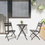Set de Bistro Pliable 3 Pièces en Acier Anthracite