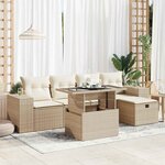 vidaXL Salon de jardin avec coussins 6 Pièces beige résine tressée