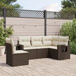 vidaXL Salon de jardin avec coussins 5 Pièces marron résine tressée