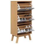 vidaXL Armoire à chaussures OLDEN gris et marron bois massif de pin