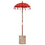 Parasol avec Base Rouge  brun 250 cm Coton  bois