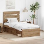 vidaXL Cadre de lit Chêne artisan 100 x 200 cm Bois de pin massif