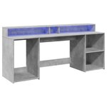 vidaXL Bureau et lumières LED gris béton 200x55x91cm bois d'ingénierie