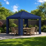 vidaXL Pavillon 3 x 3 m Bleu Polyester et Acier 190 gsm
