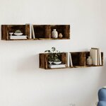 vidaXL Armoires murales 2Pièces chêne fumé 75x18x16 5cm bois d'ingénierie