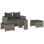 vidaXL Salon de jardin 5 Pièces avec coussins empilable gris polyrotin