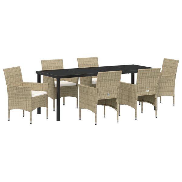 vidaXL Set de Salle à Manger de Jardin 7 Pièces Beige Rotin Synthétique