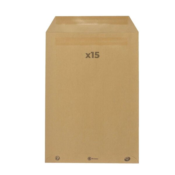 15 enveloppes en papier kraft 90 g - 22 9 x 32 4 cm