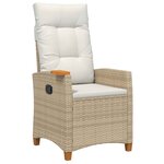 vidaXL Chaise inclinable avec plateau à thé polyrotin
