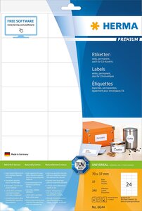 Etiquettes premium sur 10 feuilles a4 70 x 37 mm, blanc herma