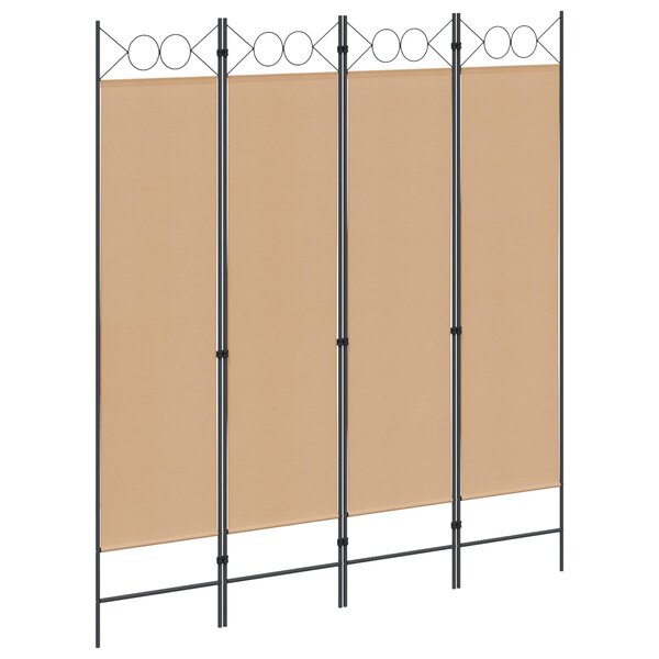 vidaXL Paravent 4 panneaux Beige 160 x 180 cm Tissu