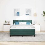 Lit Box Spring vidaXL avec matelas Vert foncé 140x200 cm Velours