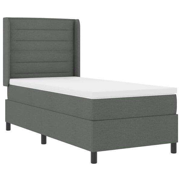 vidaXL Lit ressort avec matelas & LED - gris foncé  100x200 cm  tissu