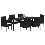 vidaXL Ensemble de salle à manger pour jardin 7 Pièces Noir polyrotin