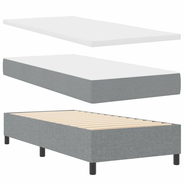 vidaXL Lit à ressorts avec matelas Gris clair 100 x 200 cm tissu
