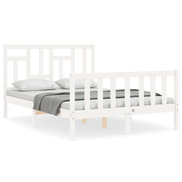 vidaXL Cadre de lit sans matelas blanc bois de pin massif