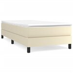 vidaXL Lit à sommier tapissier avec matelas Crème 100x200cm Similicuir