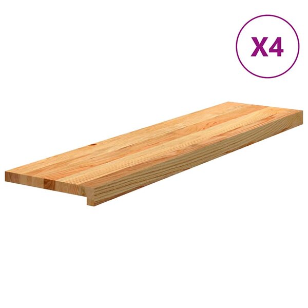 vidaXL Marches d'escalier 4 Pièces marron clair 100x30x2 cm chêne massif