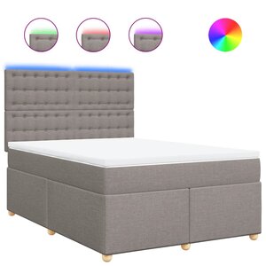 vidaXL Sommier à lattes de lit avec matelas Taupe 160x200 cm Tissu