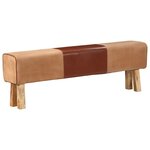 vidaXL Banc saut de cheval 160 cm Marron Cuir véritable et bois acacia