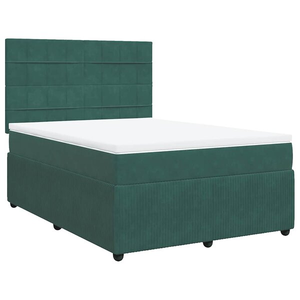 vidaXL Sommier à lattes de lit et matelas Vert foncé 140x190cm Velours