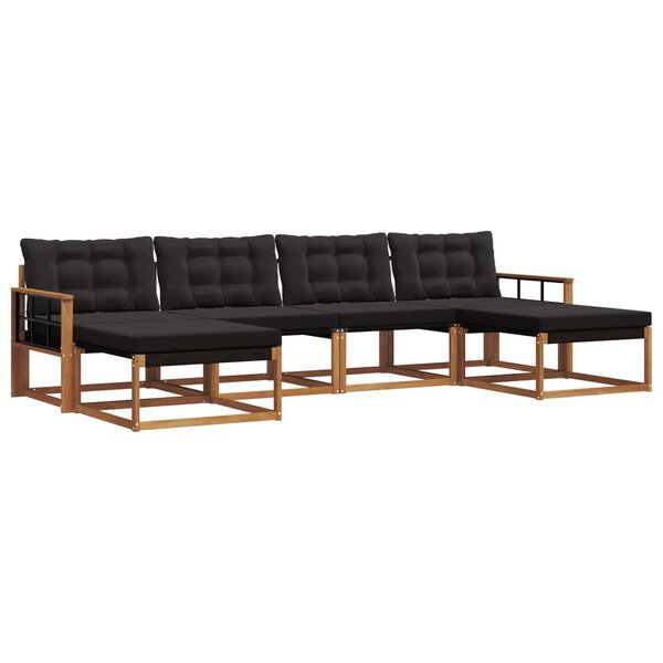 vidaXL Ensemble de canapés d'extérieur 6 pc Naturel et Noir