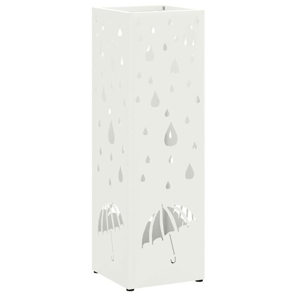 vidaXL Porte-parapluie avec stockage Blanc 15 5 x 15 5 x 49 cm Métal
