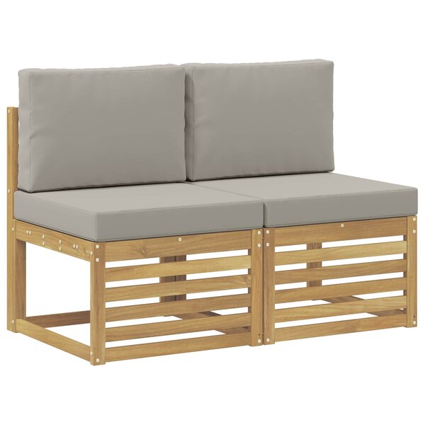 vidaXL 2 Pièce Sofa de milieu extérieur Bois d'Acacia Massif Blanc
