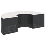 vidaXL Salon de jardin 3 Pièces demi-rond noir résine tressée