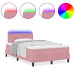 vidaXL Lit à ressort avec matelas & LED rose 120x190 cm en velours