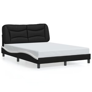 vidaXL Cadre de lit sans matelas Hvar noir et blanc 140x190 cm similicuir