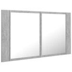 vidaXL Armoire de salle de bain à miroir LED Gris béton Acrylique