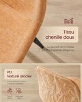 Chaises de salle à manger lot de 4 support métallique pieds réglables nettoyage facile chaises de cuisine tissu chenille pu texturé glacé marron 12_0004986