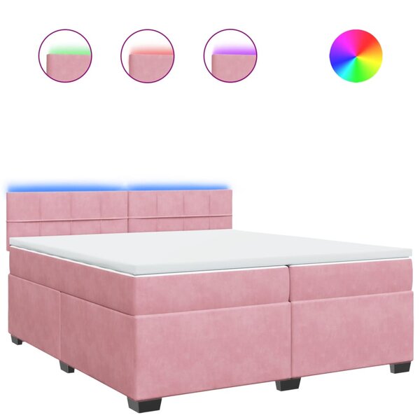 vidaXL Sommier à lattes de lit avec matelas Rose 200x200 cm Velours