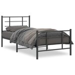 vidaXL Cadre de lit métal avec tête de lit/pied de lit noir 90x200 cm