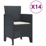 Ensemble de salle à manger de jardin de 15 pièces avec coussins Anthracite Poly Rattan