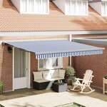 vidaXL Auvent Rétractable Bleu et blanc 350 x 250 cm Tissu  Métal