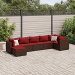 vidaXL Salon de jardin avec coussins 7 Pièces marron résine tressée