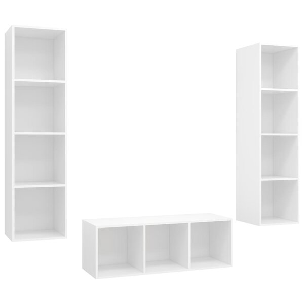vidaXL Ensemble de meuble TV 3 Pièces Blanc Bois d'ingénierie