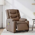 vidaXL Fauteuil inclinable de massage électrique marron tissu