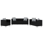 vidaXL Jeu de canapé à 2 places et à 3 places et fauteuil Noir